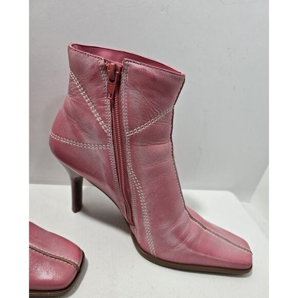 Diba USA Leather pink/white accents Remy Heeled Ankle Boots Western Style Sz 8 - Picture 6 of 10